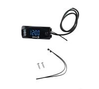 Voltmetro per moto con orologio elettronico e termometro 3 in 1 con display a LED, impermeabile IP67 e sistema di tensione per una guida sicura (blu)