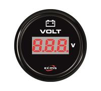 VOLTMETRO SCALA 8-32V QUADRANTE NERO LUNETTA INOX NERA 12/24V ILLUMINAZIONE LED