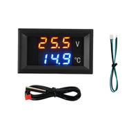 Voltmetro termometro DC 4-28V da 0,28 pollici LED con doppio display digitale for tensione e temperatura con sonda NTC 10K(Red Red)