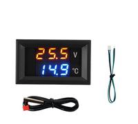 Voltmetro, termometro, DC 4-28V, monitoraggio in tempo reale di tensione e temperatura, display digitale a LED con cavo sonda NTC -50-125℃(Red Blue)