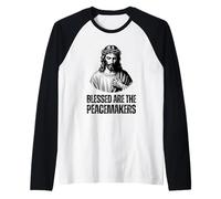 Volto di Gesù e Blessed Are The Peacemakers Maglia con Maniche Raglan