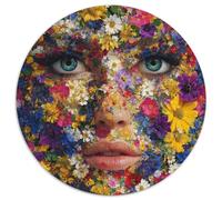 Volto e Fiore Jigsaw Puzzle Rotondo 1000Pcs Adulti E Ragazzi Mani Sul Gioco Regalo Per Amore Amico 1000pcs (67.5x67.5cm)