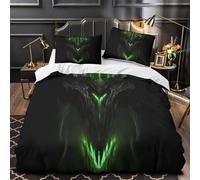 Volto fantasy oscuro Set Di Copripiumino 3 pezzi microfibra stampa di 3D con federa cerniera nascosta con cerniera orrore gotico copripiumino for adulti e bambini Single（140x200cm）