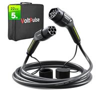 VoltPulse Tipo 2 Cavo di ricarica per auto elettrico, 22 kW 32 A trifase 5M EV/veicolo elettrico e ibrido ricaricabile tipo 2 a tipo 2 con borsa per il trasporto, compatibile con modello 3 Zoe e-Tron
