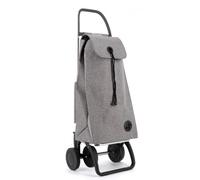 VoltShine Carrello per la spesa a 4 ruote, colore grigio, realizzato in tessuto tweed, ideale per trasportare acquisti in modo comodo e pratico.