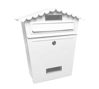 VoltShine Cassetta postale in acciaio zincato bianco, 36 x 32 x 10 cm, con tetto antipioggia e finestra di visualizzazione; ideale per ricevere corrispondenza.