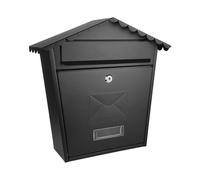 VoltShine Cassetta postale in acciaio zincato nero 37 x 36 x 13,5 cm con tetto antipioggia e serratura cilindrica, ideale per ricevere corrispondenza in modo sicuro.