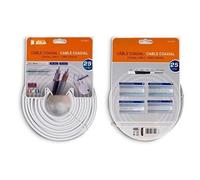 VoltShine Cavo coassiale bianco 25 m, 19 VATC, ideale per trasmissione del segnale televisivo e connessione internet ad alta velocità.