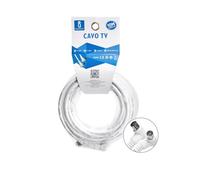 VoltShine Cavo TV bianco da 10 m con connettore ad angolo retto, ideale per collegamenti in spazi ristretti.