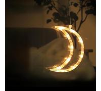 VoltShine Ciondolo a batteria con ventosa, luce bianca calda, a forma di luna, ideale per decorare e creare ambienti interni.