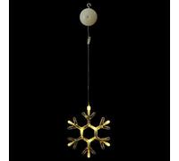 VoltShine Ciondolo a batteria con ventosa, luce bianca calda, motivo fiocco di neve, ideale per decorare feste o creare un'atmosfera accogliente.