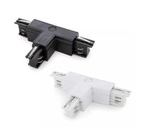VoltShine Connettore T nero per binario trifase, ideale per illuminare spazi contemporanei. Assicura un'installazione efficiente e versatile, adatta a vari progetti elettrici e decorativi.