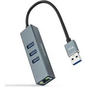 VoltShine Convertitore da USB 3.0 a Gigabit Ethernet + 3 porte USB 3.0, 15 cm, ideale per estendere connessioni sui dispositivi e migliorare il trasferimento dati.