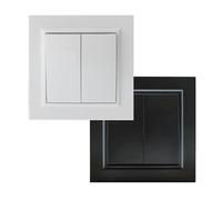 VoltShine Doppio interruttore EP nero: combina funzionalità e stile per controllare l'illuminazione dei tuoi spazi. Rinnova la tua casa con un design moderno che si adatta a qualsiasi ambiente.