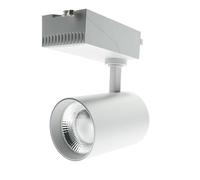 VoltShine Faretto LED Prolux bianco 40 W monofase per binari, luce calda 3000 K. Perfetto per evidenziare vetrine e creare ambienti accoglienti in negozi e case con eleganza ed efficienza.