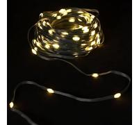 VoltShine Ghirlanda di luci a LED 10 m, batterie 3AA, PVC e rame, luce bianca calda, ideale per decorazioni festive e ambienti accoglienti.