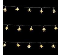 VoltShine Ghirlanda di luci a LED a forma di stella e fiocco di neve, alimentata da batterie 3AA, colore bianco caldo, 2,5 m, ideale per decorare eventi