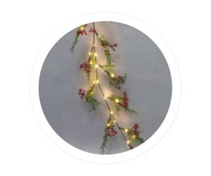 VoltShine Ghirlanda di rami e bacche rosse con luci a LED, 1