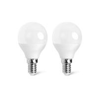 VoltShine Lampadina LED G45 E14 4.9 W, luce calda, confezione da 2, risparmio energetico, ideale per illuminazione decorativa e ambientale.
