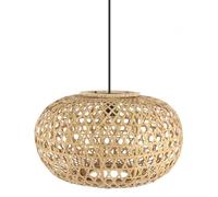 VoltShine Pendente - Lampada a sospensione in bambù naturale, paralume 50x50 cm, presa E27, design moderno e decorativo