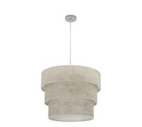 VoltShine Pendente - Lampada tripla 3 portalampada E27, finitura in cromo e cemento grigio, dimensioni 50x50 cm