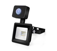 VoltShine Proiettore LED slim nero da 10 W con sensore, realizzato in die-casting, ideale per illuminazione efficiente e moderna in esterni. Porta stile e sicurezza ai tuoi spazi.