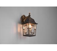 VOLTURNO APPLIQUE DA ESTERNO DOWN 4 LATI FUSIONE DI ALLUMINIO RUGGINE CON DECORO IN FUSIONE SUL VETRO E VETRO TRASPARENTE H. 30CM IP44 1 LUCE ATTACCO E27