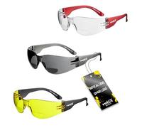 voltX 3 x GRAFTER’ Bifocale Leggero Industriale Occhiali di sicurezza, Certificati CE EN166f / Occhiali per ciclisti (1x Trasparenti 1x Giallo 1x Grigio Fumo +1.0 diopttrie) - Safety Reading Glasses