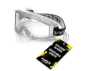 voltX 3 x occhiali protettivi difensori sovretti ventilati, lenti trasparenti e fascia regolabile con fibbia regolabile, certificazione EN166B, EN170, resistente all'appannamento e ai graffi UV400