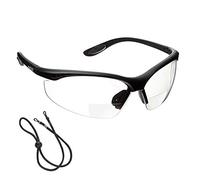 voltX 'CONSTRUCTOR' Occhiali di sicurezza da lettura BIFOCALI (TRASPARENTI +1,0 diottrie), con certificazione CE EN166F/Occhiali da ciclismo cordino di sicurezza incluso