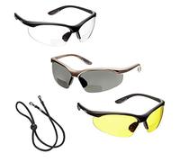 voltX 'CONSTRUCTOR' Occhiali di sicurezza, EN166f / Occhiali per ciclisti (trasparenti, gialle e fumè & lenti trasparenti, gialle e polarizzata), (+ 1.5 diottria, trasparente, giallo e polarizzata)