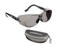 voltX 'RETRO COMPACT OVERGLASSES' Con il caso - Piccole e medie, sicurezza industriale certificata EN166ft, (grigio fumo lenti) naso morbido regolabile - antifog, antigraffio, protezione