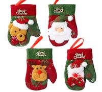 volumeon 4 Pezzi Portaposate Natale, Decorazione da Tavola Natale per Coltelli, Forchette e Cucchiai, Borsa per Posate Natalizi per Decorare Case, Hotel, Feste e Centri Commerciali