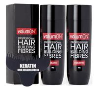 VOLUMON Fibre per capelli alla cheratina per diradare i capelli, nasconde istantaneamente le aree diradate per capelli più folti e spessi, per uomini e donne, 28 g x 2 (nero)