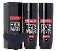VOLUMON Fibre per la ricostruzione dei capelli alla cheratina, nasconde istantaneamente le aree diradate per capelli più folti e spessi, per uomini e donne, 28 g x 2 + ottimizzatore dell'attaccatura