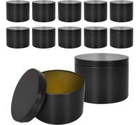 volumoon 12 Pezzi Barattoli per Candele, Nero Barattoli di Latta per Candele, Contenitori per Candele, Metallo Vuoti per Fare Candele, Mini Barattoli da 8oz per candele o per la produzione di candele
