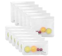 Volumoon 12 Pezzi Sacchetti per Alimenti Sacchetti per Congelator, Sacchetti con Cerniera per Alimenti Senza BPA Sacchetti Riutilizzabili in Silicone per Verdure Frutta Panini 19 x 22 CM 12 x 22 CM