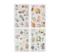 Volumoon 2 Pezzi Adesivi per Scrapbooking, Aesthetic Stickers, Piante Decorazione Diario, Adesivi Gatti, Trasparenti Set Adesivi Lass Scrapbooking per Scrapbook, Album Fotografico, Diario (B)