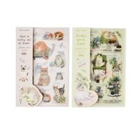 Volumoon 2 Pezzi Adesivi per Scrapbooking, Aesthetic Stickers, Piante Decorazione Diario, Adesivi Gatti, Trasparenti Set Adesivi Lass Scrapbooking per Scrapbook, Album Fotografico, Diario (A)