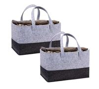 volumoon 2 Pezzi Borsa in Feltro per Legna da Ardere, Borse Spesa in Feltro, Borsa di Stoccaggio Pieghevole, Organizer per Caminetto, Borsa in Feltro per Spesa Giornali Vestiti Giocattoli, 38x25.5x25.