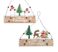 Volumoon 2 Pezzi Cartelli da Parete Natalizi in Legno da Appendere, Decorazioni per Porte Natalizie, Cartello in Legno di Buon Natale, Decorazioni Natalizie, per Porta Muro Albero di Natale (B)