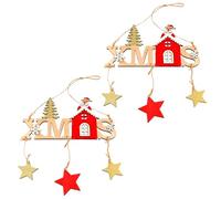 Volumoon 2 Pezzi Cartelli da Parete Natalizi in Legno da Appendere, Decorazioni per Porte Natalizie, Cartello in Legno di Buon Natale, Decorazioni Natalizie, per Porta Muro Albero di Natale (A)