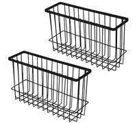 volumoon 2 Pezzi Cestino Portaoggetti da Parete Autoadesivo, Organizzatore Armadio da Cucina, Cestino in Metallo da Appendere Senza Foratura, Scatola Stoccaggio per Frigorifero, Armadio, Bagno