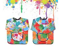 volumoon 2 Pezzi Grembiule da Pittura Bambini, Asilo per Grembiule per Bambini Maniche Lunghe con Tasche per Bambini 2-7 Anni Scuola Casa Cucina Scuola