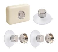 Volumoon 2 Pezzi Portasapone Magnetico, Portasapone Doccia Magnetico con Ventosa, Portasapone Solido Magnetico, Portasapone Magnetico da Parete Senza Forare per Lavabo, Doccia e Vasca da Bagno Cucina