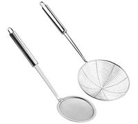 volumoon 2 Pezzi Schiumarola in Acciaio Inox, Ragno Cucina Colino Fritto, Mestolo con Manico Lungo, Scolapasta, Mestoli Cucina, Setaccio da Cucina per Cucinare, Friggere, Arrostire, Pasta