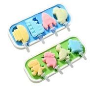 Volumoon 2 Pezzi Stampi per Ghiaccioli, Silicone Stampi Per Gelato, Antiaderenti, Forme di Veicoli Dinosauro, Riutilizzabile Stampo per Sorbetti, Torta, Gelato, Cioccolato, Budino (Verde + Blu)