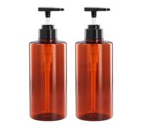 Volumoon 2 x 500ml dispenser di sapone, Dispenser di Sapone Liquido con Pompa, Dispenser Contenitore di Sapone Plastica, bottiglie vuote con pompa a pressione,con Etichetta (Marrone)