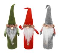volumoon 3 Pezzi Coperchio della Bottiglia di Vino di Natale,Decorazione Natalizia Sacchetto Vino Gnomi Borsa del Vino di Natale Decorazioni con Coulisse per Decorazioni da Tavola per Feste di Natale