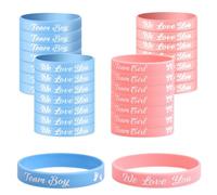 volumoon 30 braccialetti per Gender Reveal, 15 Team Boy Blu e 15 Team Girl Rose, braccialetti in silicone per rivelazione del genere, per baby shower festa presnatale battesimo decorazione genitore